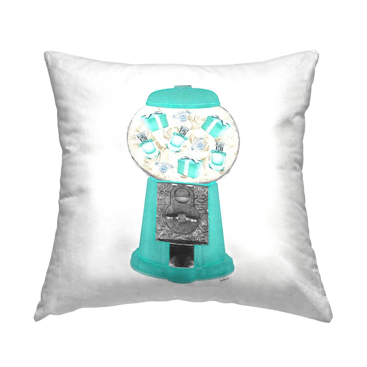 Stupell Industries Turquoise Vintage Fashion Accessories Gumball Machine Throw Pillow, 18" x 18"